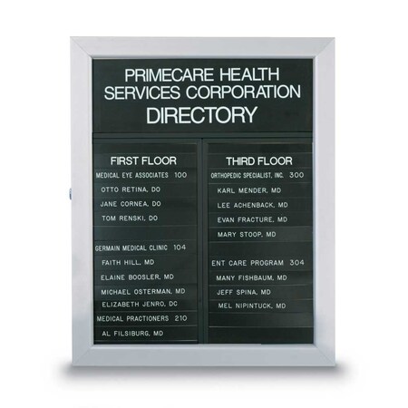United Visual Products Corkboard, Fabric, Blk/Blu, 2 Door, 48 x 48" UV3055-BLACK-BLSPRU
